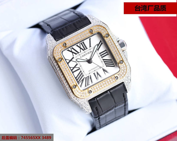 SANTOS 100XL 42MM DIAMOND GOLD BEZEL