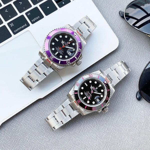 SUBMARINER DATE 40MM CUSTOM PURPLE BEZEL BLACK DIAL