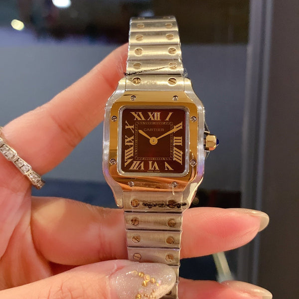 SANTOS DE CARTIE 27MM QUARTZ TWO-TONE BROWN DIAL