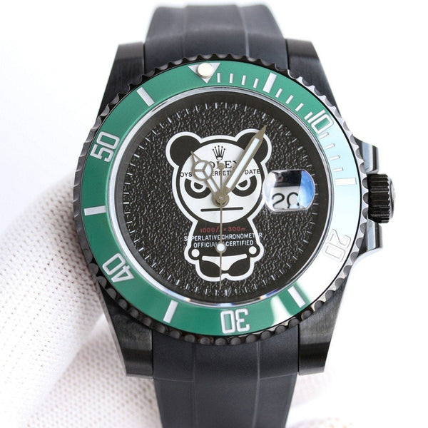 SUBMARINER DATE 40MM CUSTOM GREEN BEZEL BLACK BEAR DIAL