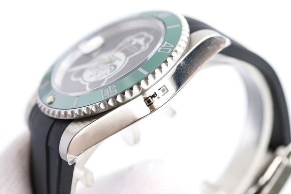 SUBMARINER DATE 40MM CUSTOM STEEL GREEN BEZEL BLACK BEAR DIAL
