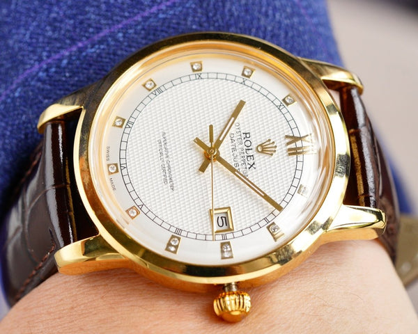 OYSTER PERPETUAL 41MM GOLD CASE DIAMOND NUMERALS