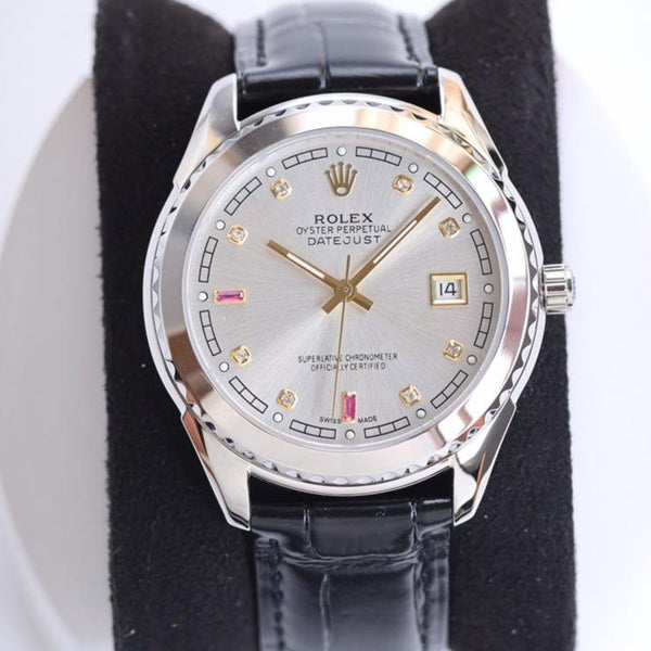 DATEJUST 40MM CASSA IN ACCIAIO CON LUNETTA LISCIA E PELLE NERA