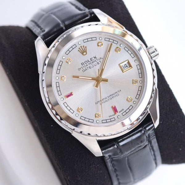 DATEJUST 40MM CASSA IN ACCIAIO CON LUNETTA LISCIA E PELLE NERA