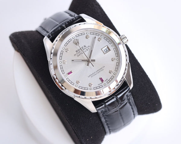 DATEJUST 40MM CASSA IN ACCIAIO CON LUNETTA LISCIA E PELLE NERA