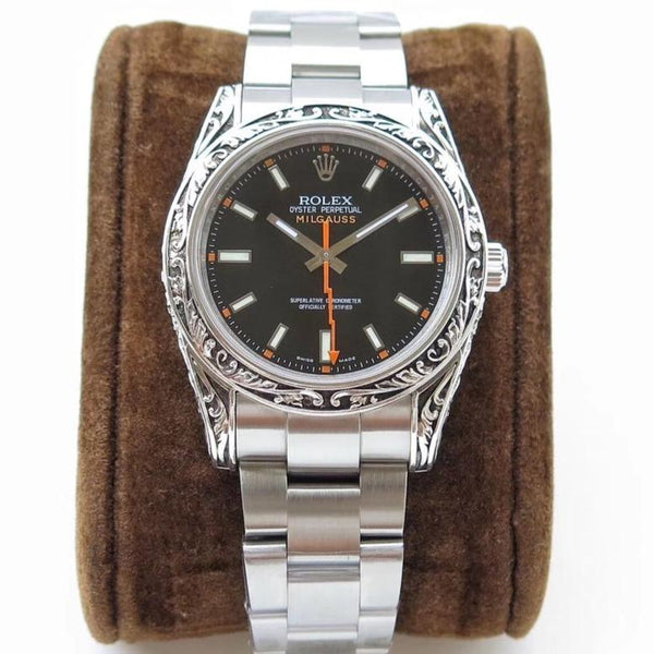 MILGAUSS 40 HAND ENGRAVED CASE BLACK DIAL