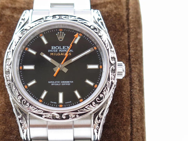 MILGAUSS 40 HAND ENGRAVED CASE BLACK DIAL
