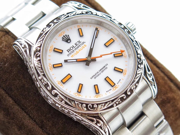 MILGAUSS 40 HAND ENGRAVED CASE WHITE DIAL