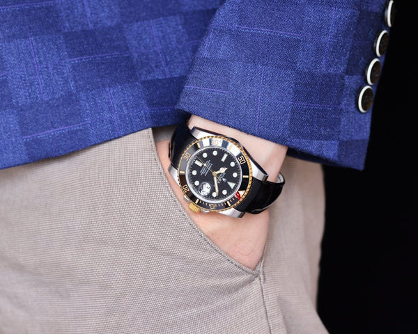 SUBMARINER DATE 40 CASSA IN ACCIAIO ORO CERAMICA NERA PELLE