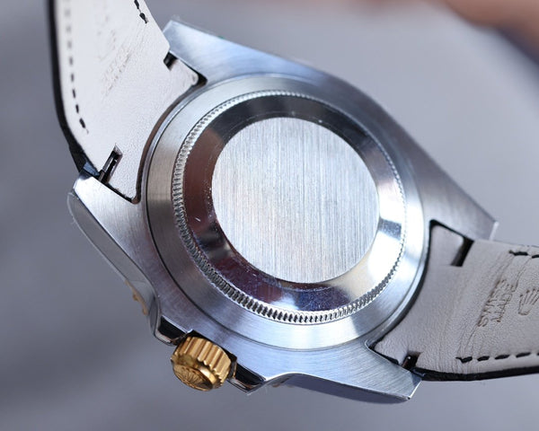 SUBMARINER DATE 40 CASSA IN ACCIAIO ORO CERAMICA NERA PELLE