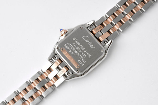 PANTHERE DE CARTIE 22MM QUARZO ROSA ORO ACCIAIO QUADRANTE BIANCO