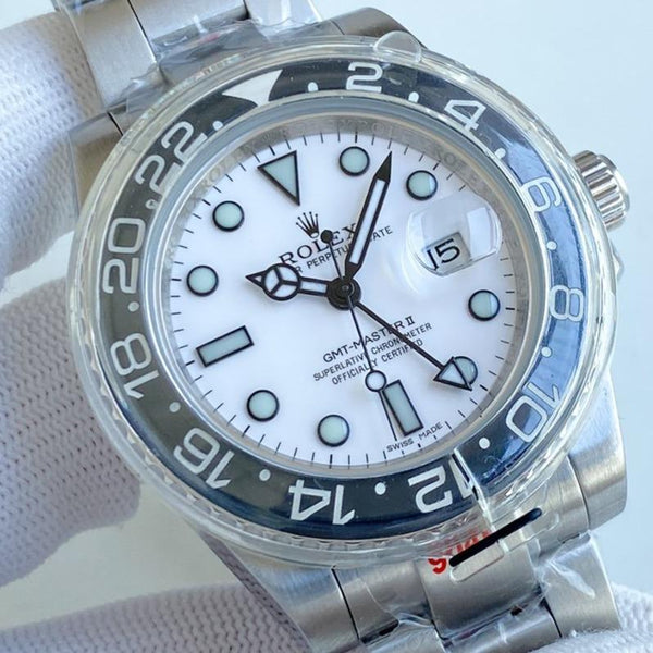 GMT-MASTER II CUSTOM CERAMICA LUNETTA NERA QUADRANTE BIANCO