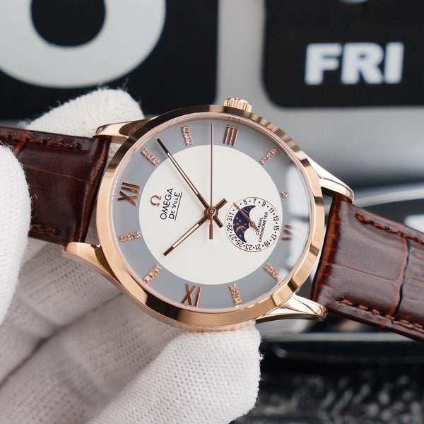 DEVILLE CHRONOMETER 40MM MOONPHASE WHITE GREY DIAL