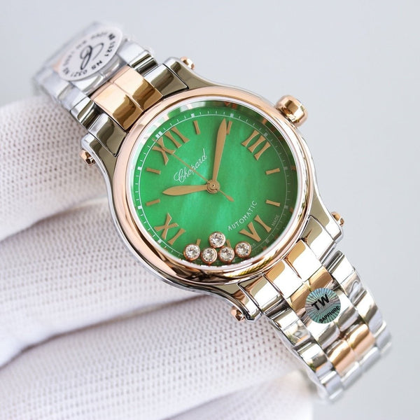 HAPPY SPORT 33MM QUARZ GOLD STEEL MOP DIAL