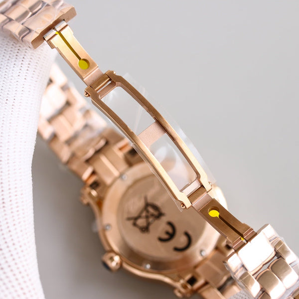 HAPPY SPORT 33MM QUARZ WHITE DIAL DIAMOND BEZEL