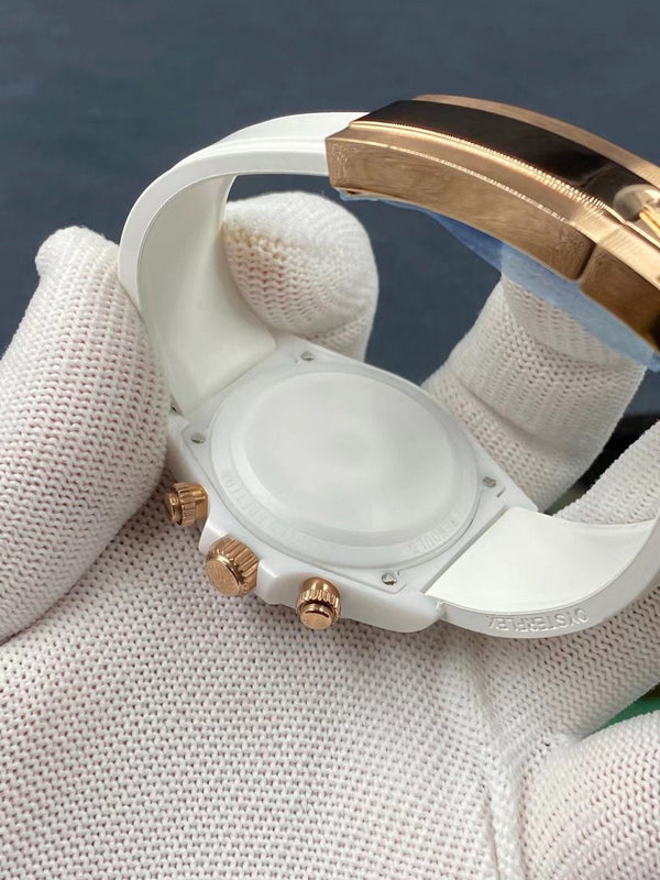 DAYTONA CUSTOM 40MM WHITE CERAMIC YELLOW WHITE DIAL