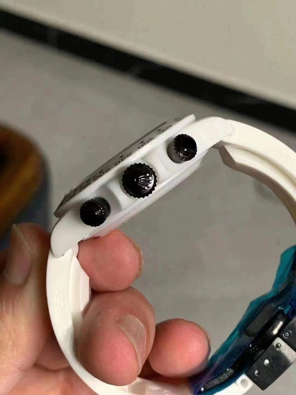 DAYTONA CUSTOM AET 40MM CUSTOM WHITE CERAMIC BLACK WHITE DIAL