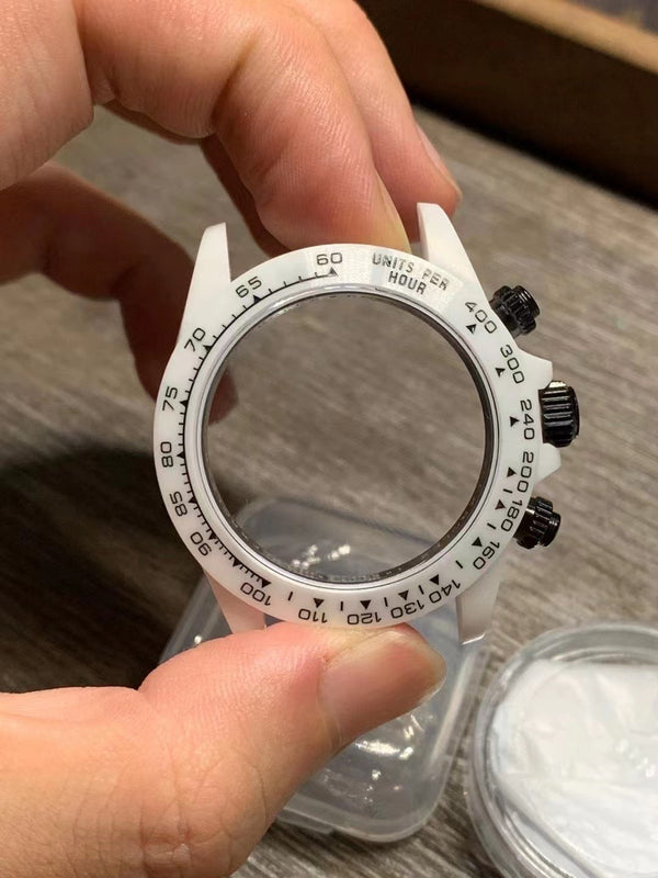 DAYTONA CUSTOM AET 40MM CUSTOM WHITE CERAMIC BLACK WHITE DIAL