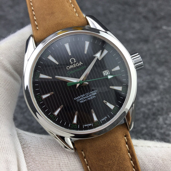 SEAMASTER AQUA TERRA 150M STEEL CASE BLACK DIAL BROWN LEATHER