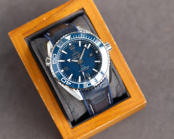 SEAMASTER PROFESSIONAL PLANET OCEAN 600M BLUE CERAMIC BLACK LEATHER