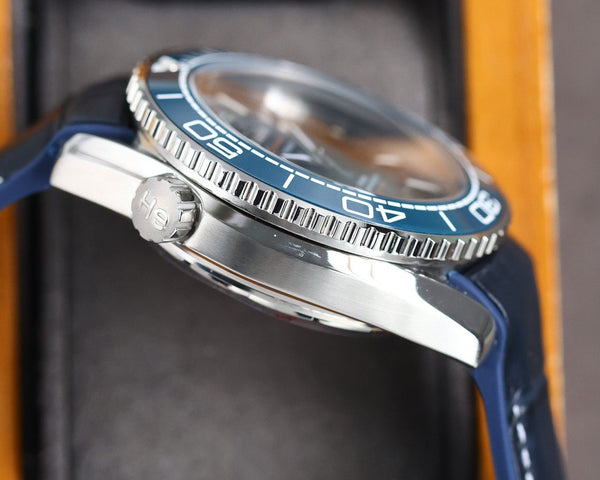 SEAMASTER PROFESSIONAL PLANET OCEAN 600M BLUE CERAMIC BLACK LEATHER