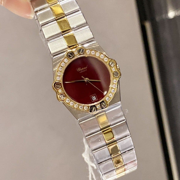 ST MORITZ 28MM QUARTZ GOLD STEEL DIAMOND BEZEL