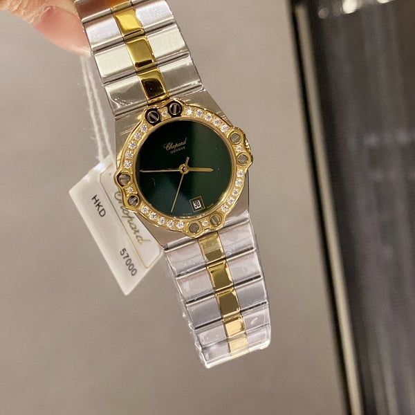 ST MORITZ 28MM QUARTZ GOLD STEEL DIAMOND BEZEL