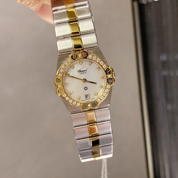 ST MORITZ 28MM QUARTZ GOLD STEEL DIAMOND BEZEL