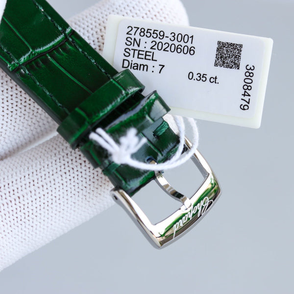 HAPPY SPORT 36MM ROSE GOLD DIAMOND BEZEL GREEN DIAL