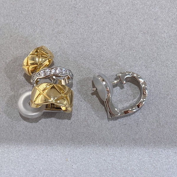 CRUSH EARRINGS QUILTED MOTIF PINK GOLD AND SILVER