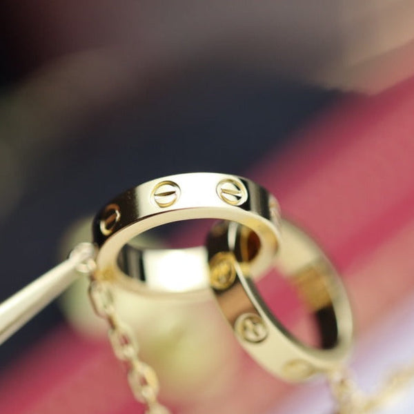 LOVE NECKLACE DOUBLE RING GOLD