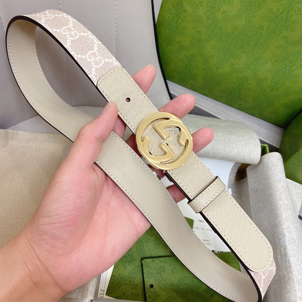 CINTURA GG CON FIBBIA DOPPIA G IN TELA ROSA