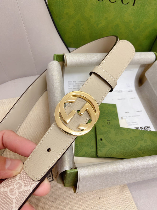 GG BELT DOUBLE G BUCKLE PINK CANVAS