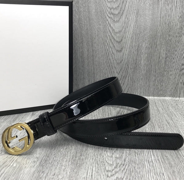 CINTURA GG CON FIBBIA G INTERCETTATA 25MM PELLE NERA