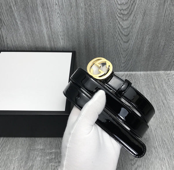 CINTURA GG CON FIBBIA G INTERCETTATA 25MM PELLE NERA