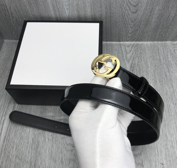 CINTURA GG CON FIBBIA G INTERCETTATA 25MM PELLE NERA