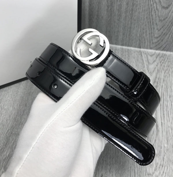 CINTURA GG CON FIBBIA G INTERCETTATA 25MM PELLE NERA