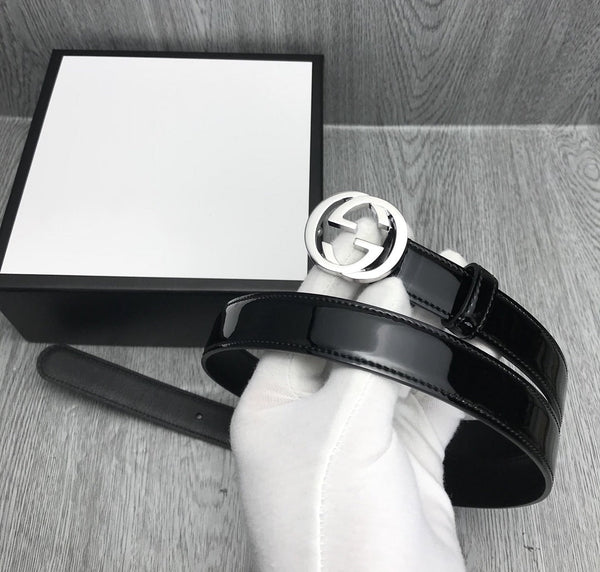 CINTURA GG CON FIBBIA G INTERCETTATA 25MM PELLE NERA