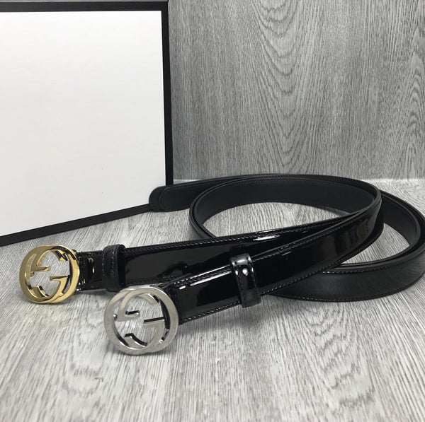 CINTURA GG CON FIBBIA G INTERCETTATA 25MM PELLE NERA