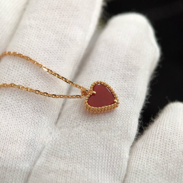 HEART CARNELIAN PINK GOLD NECKLACE