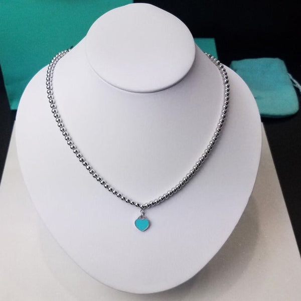 COLLANA CON CATENA A PALLINE IN ARGENTO CON PEDANTE A CUORE