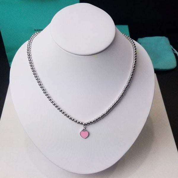 COLLANA CON CATENA A PALLINE IN ARGENTO CON PEDANTE A CUORE