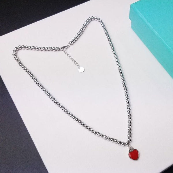 COLLANA CON CATENA A PALLINE IN ARGENTO CON PEDANTE A CUORE