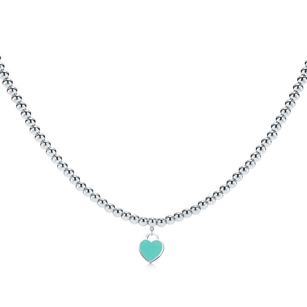 COLLANA CON CATENA A PALLINE IN ARGENTO CON PEDANTE A CUORE