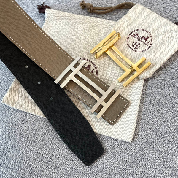 DOUBLE H 38MM BLACK GREY LEATHER