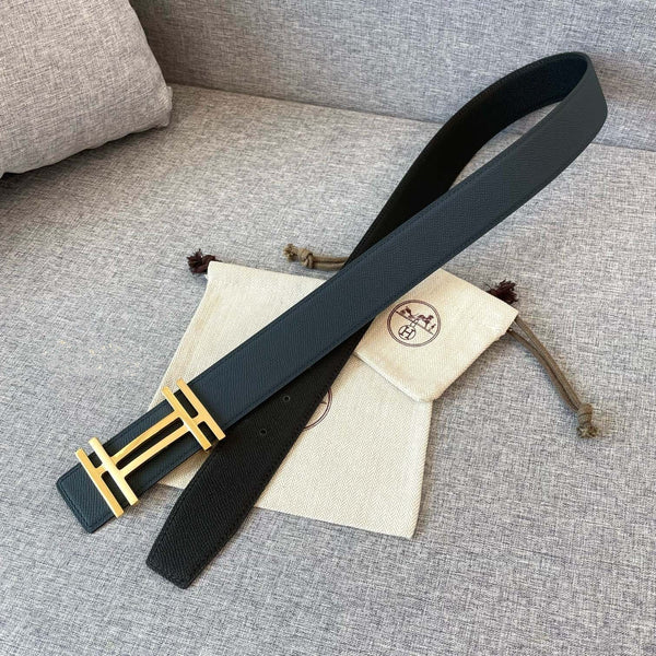 DOPPIA H 38MM NERO BLU PELLE