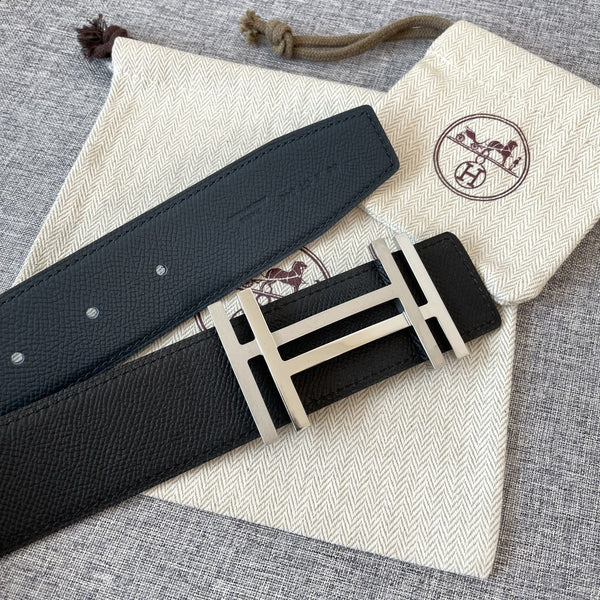 DOPPIA H 38MM NERO BLU PELLE