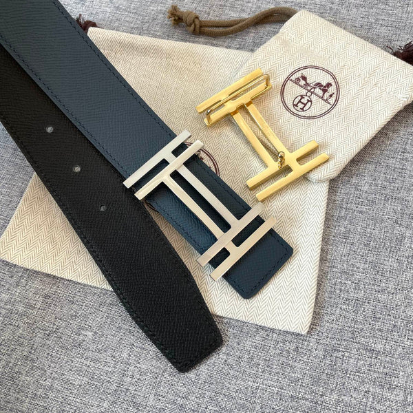 DOPPIA H 38MM NERO BLU PELLE