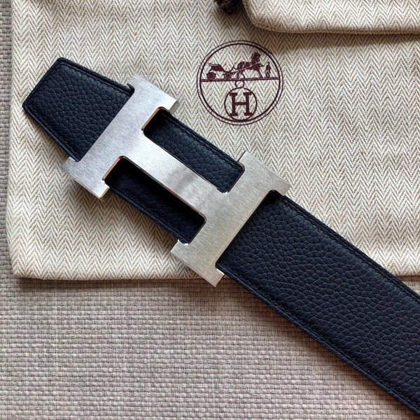 H CONTANCE BELT 38MM BLACK DARK BLUE LEATHER