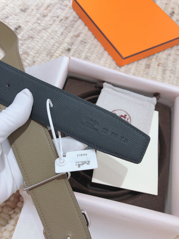 H TONIGHT BELT 38MM GOLD PRUSSIAN BLUE LEATHER